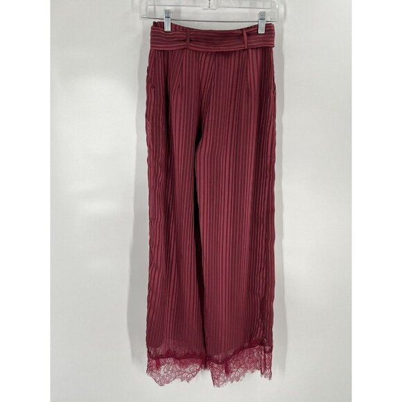 Tularosa Wide Leg Striped Lace Details Belt Sz XS High Rise - Picture 6 of 9